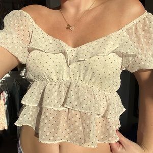 Polka dot ruffled blouse